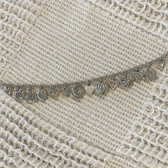 Vintage Jacmel Mauritius JCM Sterling Silver 925 Puffy Heart Charm Bracelet 7.5” - Picture 3 of 5